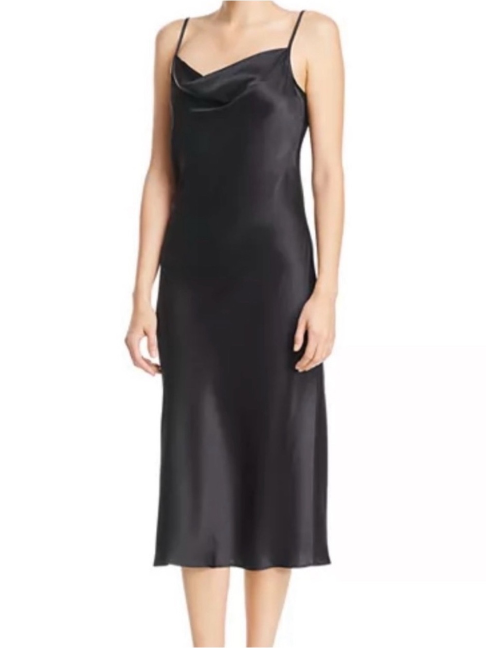 Joie Marcenna Black Satin Slip Midi Wedding Guest Dress XS NWT